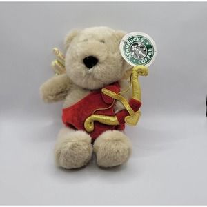 Vintage 2001 Starbucks Bearista Valentine's Cupid Plush Bear Stuffed Animal